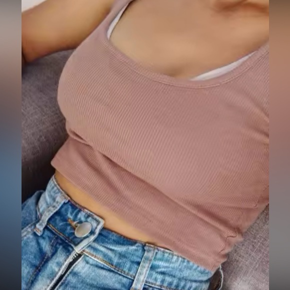 Womens Ribbed Solid Slim Fit Crop Tank Top/Cami/Bralette | NEW!!! 💜💗🩵 - Picture 9 of 15